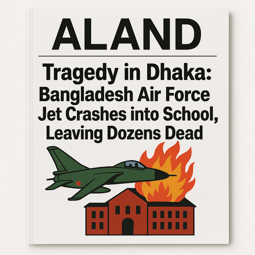  ALAND Magazine Cover Featuring Bangladesh Air Force Jet Crash in Dhaka